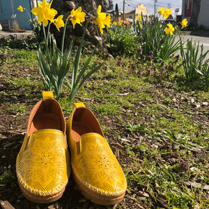 Leather Flat Loafer: Mustard