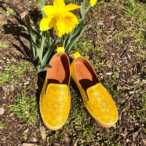 Leather Flat Loafer: Mustard
