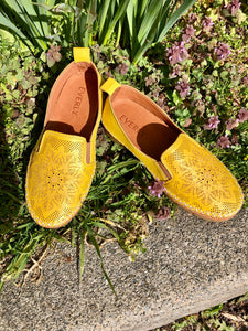 Leather Flat Loafer in Mustard, Powell River, BC