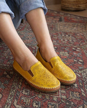 Load image into Gallery viewer, Leather Flat Loafer: Mustard
