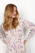 Load image into Gallery viewer, Spring Inspired Swirl Violet Printed Top. At Fits to a T, BC, Canada
