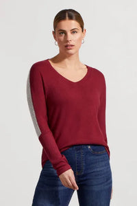 T Colour Blocked V Sweater: Clay or Red