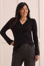 Load image into Gallery viewer, T Ribbed Long Sleeve Henley Sweater Top
