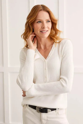 T Ribbed Long Sleeve Henley Sweater Top, Powell River, BC