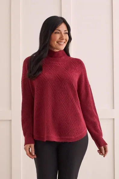 T Textured Mock Sweater: Tibetan Red