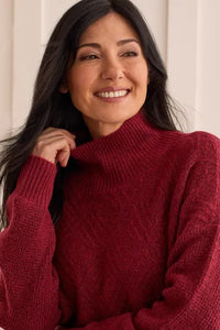 T Textured Mock Sweater: Tibetan Red
