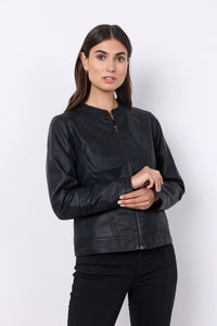Soya Faux Leather Jacket: Black