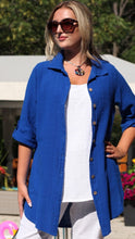 Load image into Gallery viewer, EZZ Mieke Button Front Shirt: White or Evening Blue
