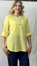 Load image into Gallery viewer, EZZ Kyla 3 Button Front Top: Pineapple or River Blue
