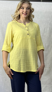 EZZ Kyla 3 Button Front Top: Pineapple or River Blue