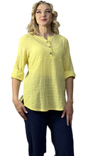 Load image into Gallery viewer, EZZ Kyla 3 Button Front Top: Pineapple or River Blue

