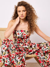 Load image into Gallery viewer, Apricot Floral Palazzo Jumpsuit: Red
