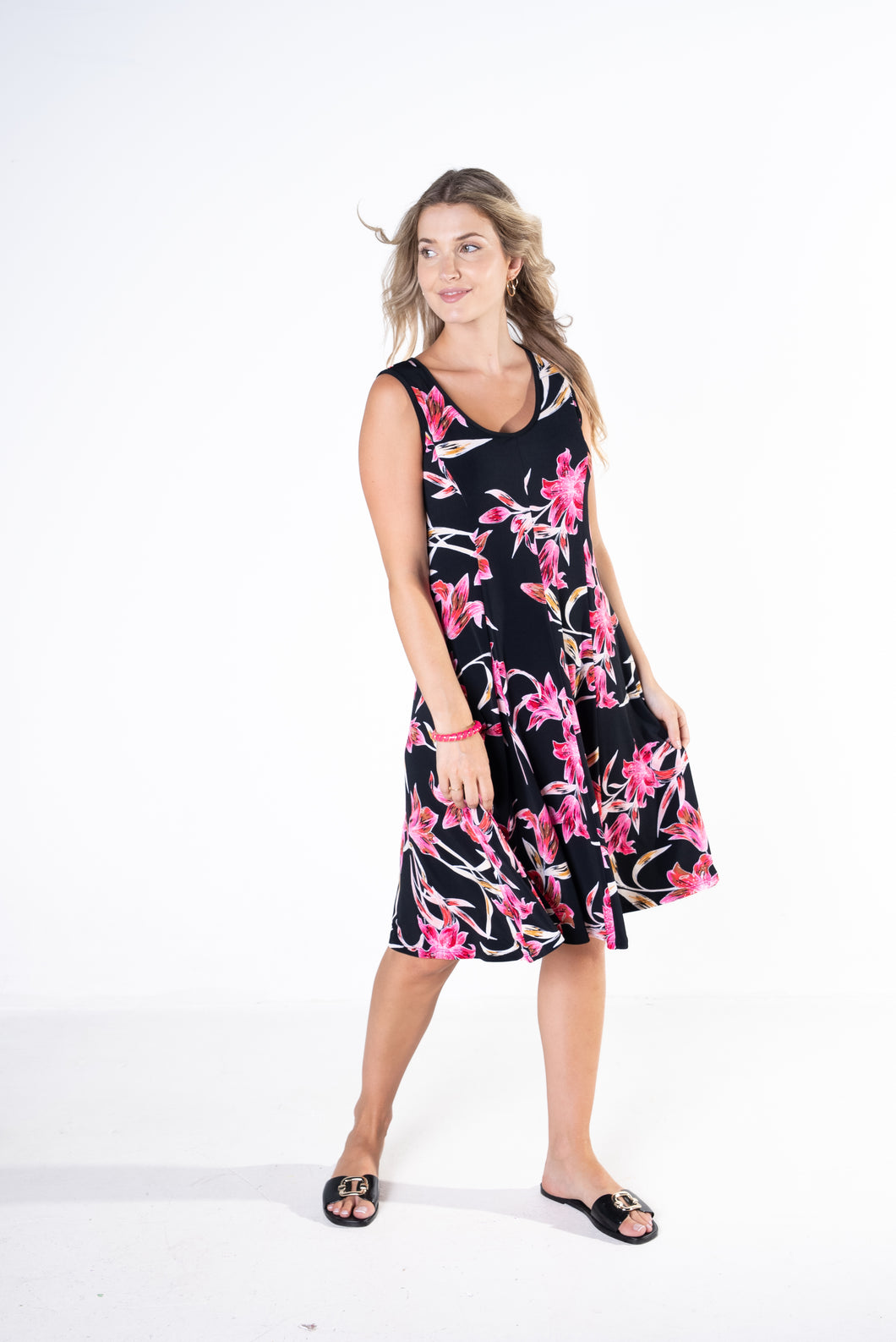 JD Fuchsia Printed Tank Dress