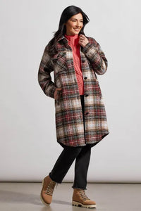 Red Longline Boucle Plaid Shacket