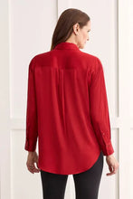 Load image into Gallery viewer, T Flowy Satin Button up Shirt: Red
