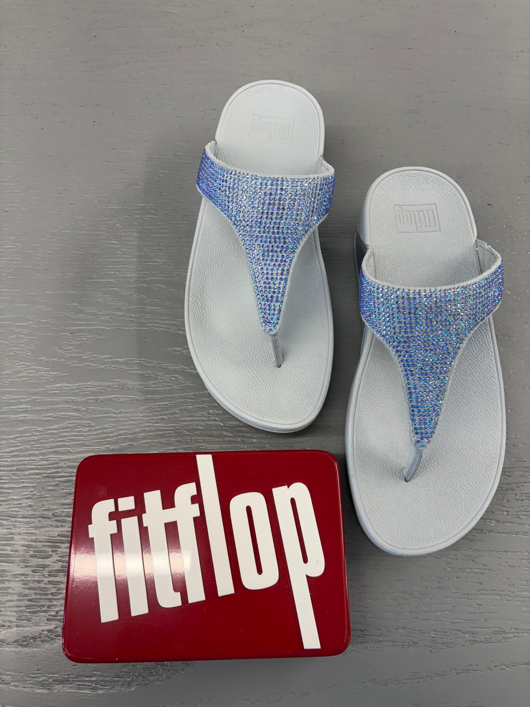 Fit Flops Crystals: Quiet Blue & Latte