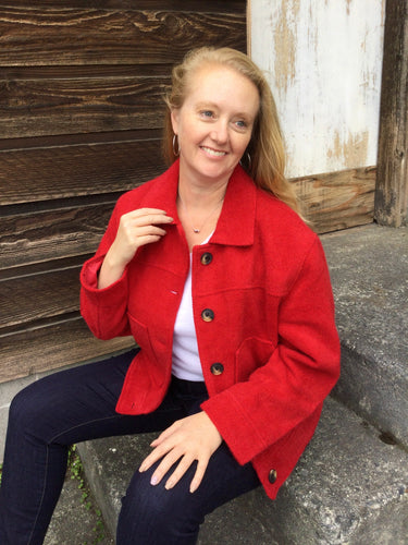 Red Boucle Button up Jacket, Powell River, BC