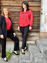 Load image into Gallery viewer, T Flowy Satin Button up Shirt: Red
