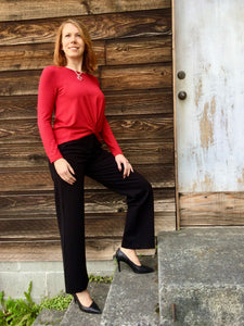 T French Terry Knot Top: Red