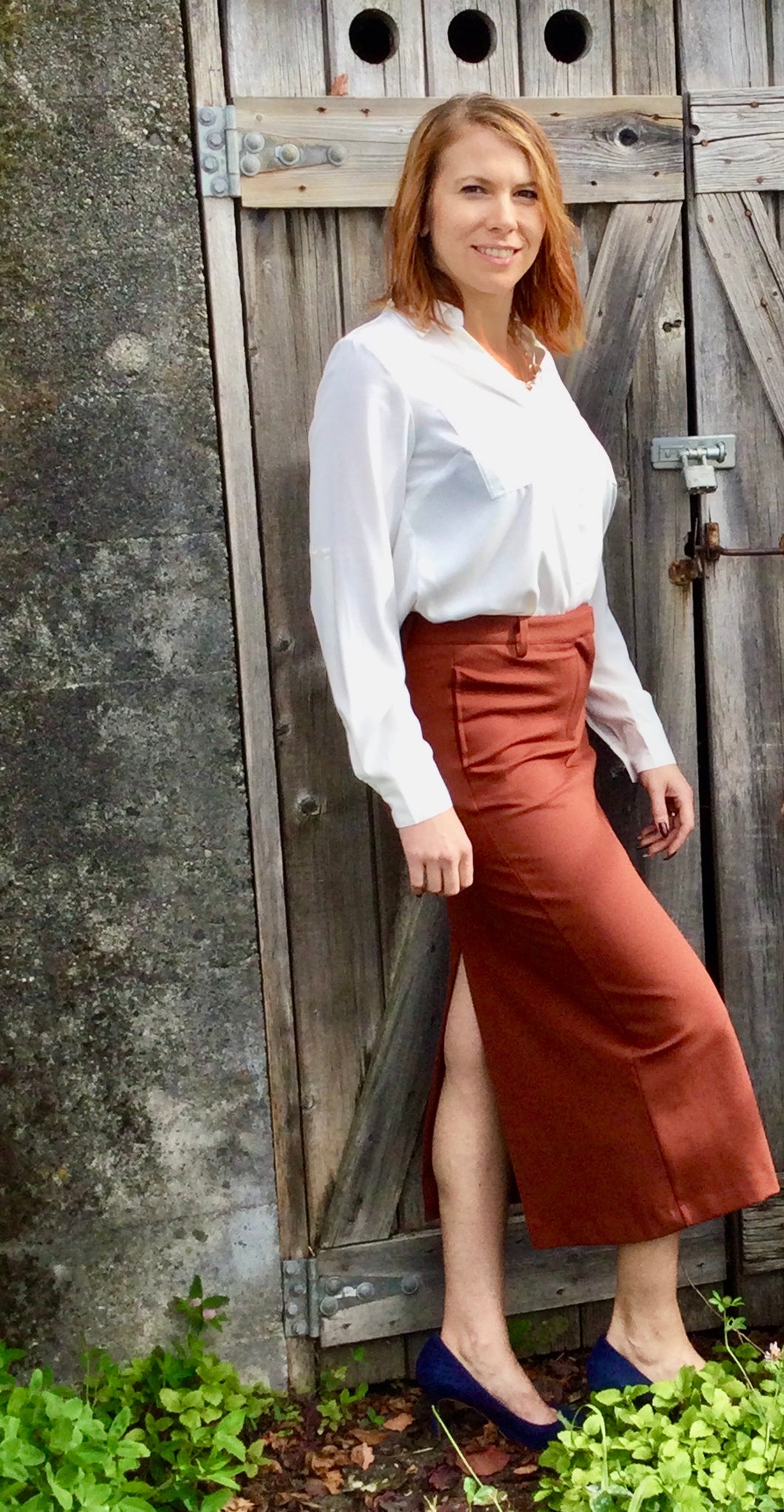 Long Pencil Skirt: Copper