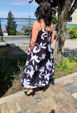 Load image into Gallery viewer, T Criss Cross Back Maxi Dress: Black &amp; White
