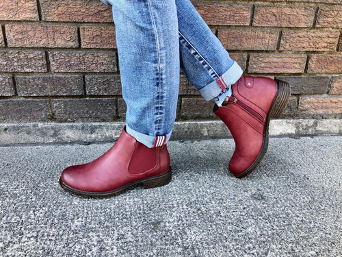 ARLENE RED ANKLE BOOT, Powell River, bC