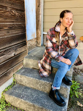 Load image into Gallery viewer, Red Longline Boucle Plaid Shacket
