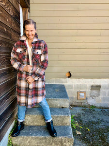 Red Longline Boucle Plaid Shacket, Powell River, BC