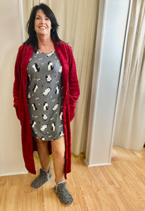 Embossed Plush Robes : Red or Navy
