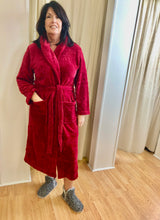 Load image into Gallery viewer, Embossed Plush Robes: Red or Navy, Powell River, BC
