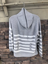 Load image into Gallery viewer, Stripe Kangaroo Cowl Knitted Sweater: 2 colours
