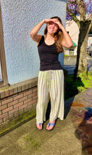 Load image into Gallery viewer, T Lime Linen Stripe Pants
