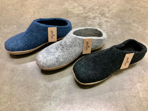Glerups Slippers SLIDES with Leather Soles: DENIM
