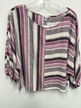 Load image into Gallery viewer, T Dolman Sleeve Striped Linen Top: Black Or Rose
