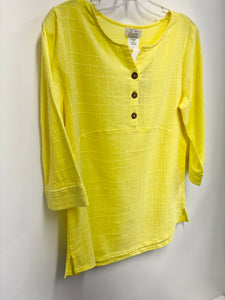 EZZ Kyla 3 Button Front Top: Pineapple or River Blue