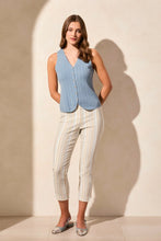 Load image into Gallery viewer, T Knit Tank with Wooden Buttons: White or Blue
