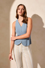 Load image into Gallery viewer, T Knit Tank with Wooden Buttons: White or Blue
