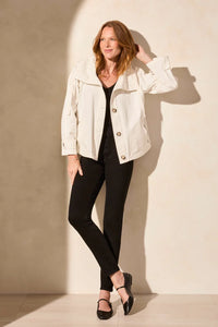 T Twill Jacket with Box Pleat Black: White