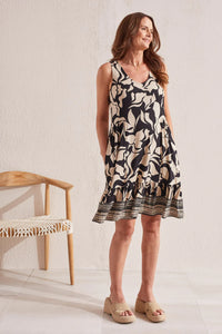 T Black & Taupe Printed Dress