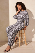 Load image into Gallery viewer, T Dolman Sleeve Striped Linen Top: Black Or Rose
