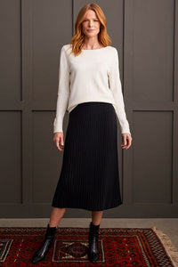 T Cream Boat Neck Sweater