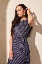 Load image into Gallery viewer, T Nautical Stripe Jersey Navy Dress
