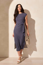 Load image into Gallery viewer, T Nautical Stripe Jersey Navy Dress
