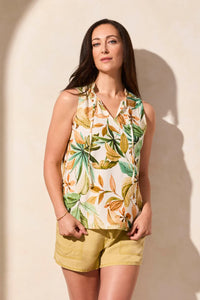 T Linen Floral Top
