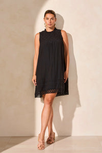 Cotton Poplin Sleeveless Dress Black