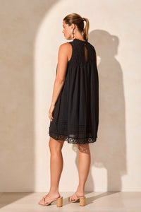 Cotton Poplin Sleeveless Dress Black