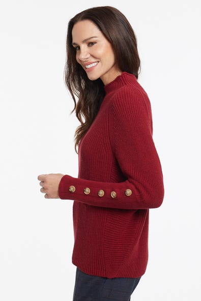 T Button Dolman Sleeve Sweater
