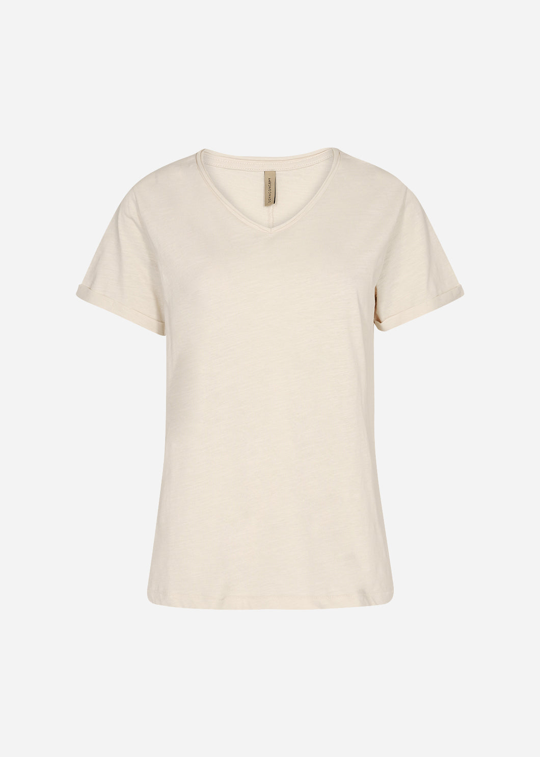 Cotton  Rolled V-Neck T-shirt - 3 colours