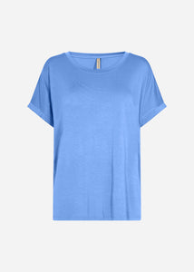 Marica Crew Short Sleeve Top - Bright blue & Dusty Green