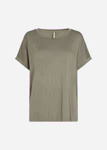 Marica Crew Short Sleeve Top - Bright blue & Dusty Green